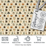 Classic Coffee Cups and Steam Warm Tones Seamless Pattern Digital Print Fabric by the Metre UK Sewing Quilting Textile