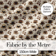 Coffee Cups and Beans Neutral Cafe Theme Seamless Pattern Digital Print Fabric by the Metre UK Sewing Quilting Textile