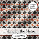 Ornate Floral Tile Pattern with Red Accents Seamless Pattern Digital Print Fabric by the Metre UK Sewing Quilting Textile