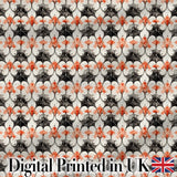 Ornate Floral Tile Pattern with Red Accents Seamless Pattern Digital Print Fabric by the Metre UK Sewing Quilting Textile