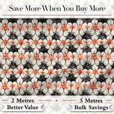 Ornate Floral Tile Pattern with Red Accents Seamless Pattern Digital Print Fabric by the Metre UK Sewing Quilting Textile