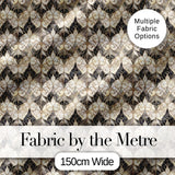 Elegant Vintage Damask Floral Beige and Charcoal Seamless Pattern Digital Print Fabric by the Metre UK Sewing Quilting Textile