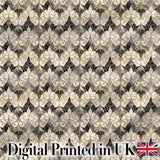 Elegant Vintage Damask Floral Beige and Charcoal Seamless Pattern Digital Print Fabric by the Metre UK Sewing Quilting Textile