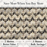 Elegant Vintage Damask Floral Beige and Charcoal Seamless Pattern Digital Print Fabric by the Metre UK Sewing Quilting Textile