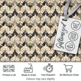 Elegant Vintage Damask Floral Beige and Charcoal Seamless Pattern Digital Print Fabric by the Metre UK Sewing Quilting Textile