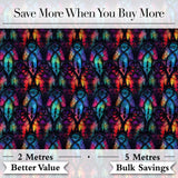Vibrant Stained Glass Gothic Arch Multicolour Seamless Pattern Digital Print Fabric by the Metre UK Sewing Quilting Textile