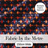 Warm Abstract Floral Tile Pattern in Orange and Navy Seamless Pattern Digital Print Fabric by the Metre UK Sewing Quilting Textile
