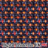Warm Abstract Floral Tile Pattern in Orange and Navy Seamless Pattern Digital Print Fabric by the Metre UK Sewing Quilting Textile