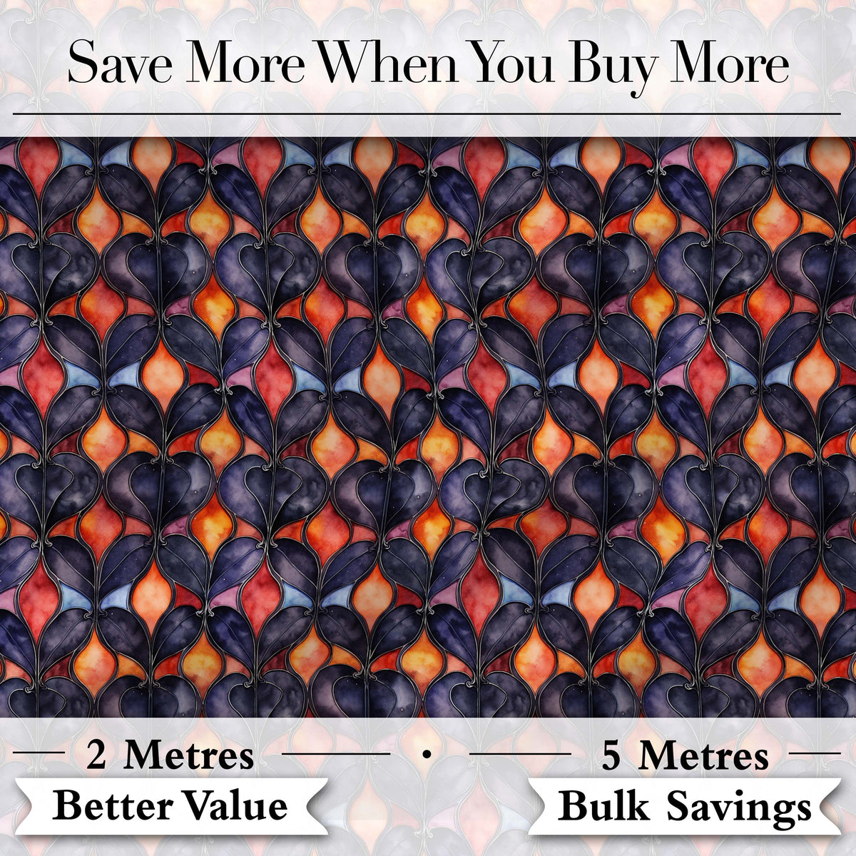 Warm Abstract Floral Tile Pattern in Orange and Navy Seamless Pattern Digital Print Fabric by the Metre UK Sewing Quilting Textile