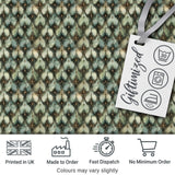 Muted Vintage Ornamental Tile Green and Beige Seamless Pattern Digital Print Fabric by the Metre UK Sewing Quilting Textile