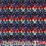 Elegant Gothic Floral Motif Red Blue and Purple Seamless Pattern Digital Print Fabric by the Metre UK Sewing Quilting Textile
