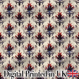 Vintage Floral Damask Red and Purple on Cream Seamless Pattern Digital Print Fabric by the Metre UK Sewing Quilting Textile