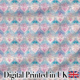 Pastel Art Nouveau Floral Soft Pink and Blue Seamless Pattern Digital Print Fabric by the Metre UK Sewing Quilting Textile