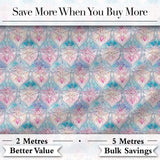 Pastel Art Nouveau Floral Soft Pink and Blue Seamless Pattern Digital Print Fabric by the Metre UK Sewing Quilting Textile