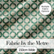 Vintage Distressed Moroccan Tile Green and Cream Seamless Pattern Digital Print Fabric by the Metre UK Sewing Quilting Textile