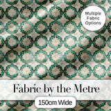Vintage Distressed Moroccan Tile Green and Cream Seamless Pattern Digital Print Fabric by the Metre UK Sewing Quilting Textile