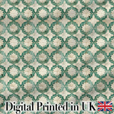 Vintage Distressed Moroccan Tile Green and Cream Seamless Pattern Digital Print Fabric by the Metre UK Sewing Quilting Textile