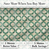 Vintage Distressed Moroccan Tile Green and Cream Seamless Pattern Digital Print Fabric by the Metre UK Sewing Quilting Textile