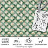 Vintage Distressed Moroccan Tile Green and Cream Seamless Pattern Digital Print Fabric by the Metre UK Sewing Quilting Textile