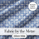 Classic Blue White Portuguese Tile Floral Seamless Pattern Digital Print Fabric by the Metre UK Sewing Quilting Textile