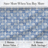 Classic Blue White Portuguese Tile Floral Seamless Pattern Digital Print Fabric by the Metre UK Sewing Quilting Textile