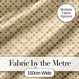 Warm Beige Orange Vintage Tile Floral Seamless Pattern Digital Print Fabric by the Metre UK Sewing Quilting Textile