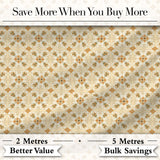 Warm Beige Orange Vintage Tile Floral Seamless Pattern Digital Print Fabric by the Metre UK Sewing Quilting Textile