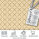 Warm Beige Orange Vintage Tile Floral Seamless Pattern Digital Print Fabric by the Metre UK Sewing Quilting Textile