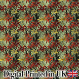 Tropical Red Yellow Exotic Flowers Jungle Seamless Pattern Digital Print Fabric by the Metre UK Sewing Quilting Textile