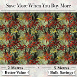 Tropical Red Yellow Exotic Flowers Jungle Seamless Pattern Digital Print Fabric by the Metre UK Sewing Quilting Textile