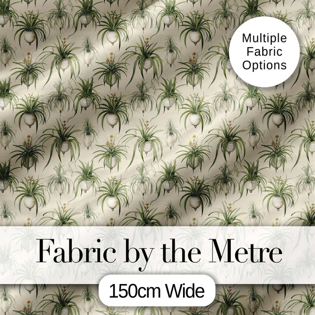 Vintage Hanging Plants Botanical Illustration Seamless Pattern Digital Print Fabric by the Metre UK Sewing Quilting Textile