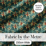 Elegant Tropical Lily Flowers Dark Teal Seamless Pattern Digital Print Fabric by the Metre UK Sewing Quilting Textile