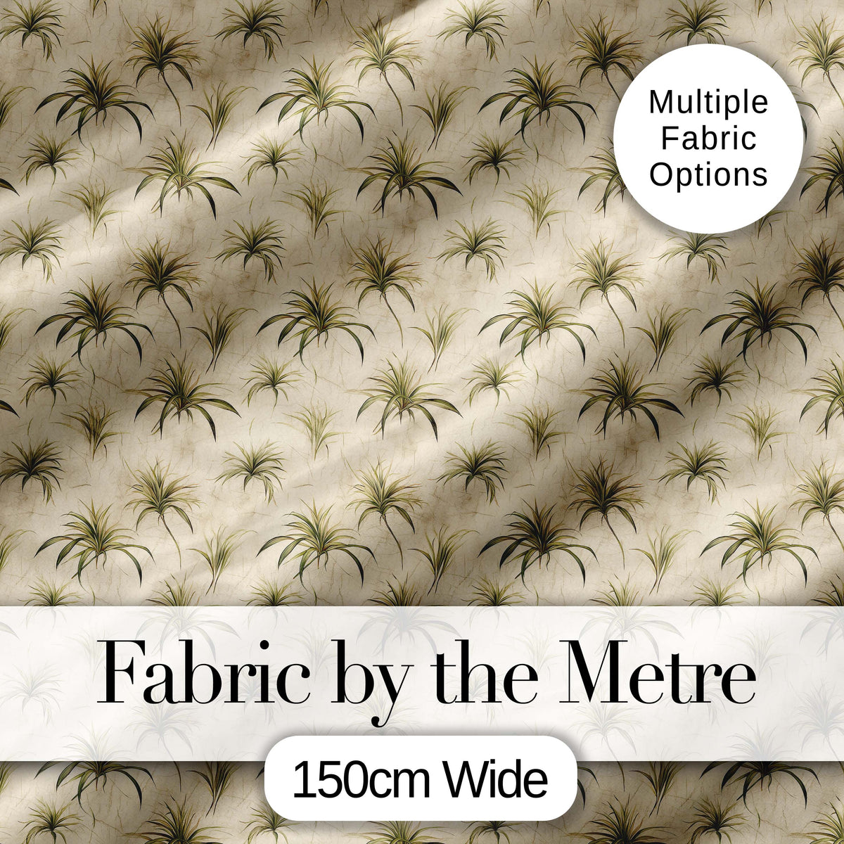 Minimal Beige Air Plant Botanical Seamless Pattern Digital Print Fabric by the Metre UK Sewing Quilting Textile Design