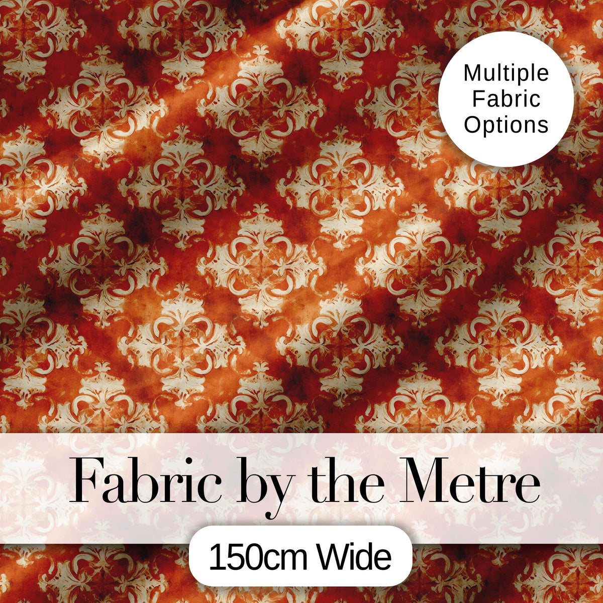 Vintage Orange Damask Ornamental Texture Seamless Pattern Digital Print Fabric by the Metre UK Sewing Quilting Textile Design