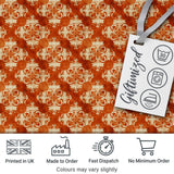 Vintage Orange Damask Ornamental Texture Seamless Pattern Digital Print Fabric by the Metre UK Sewing Quilting Textile Design
