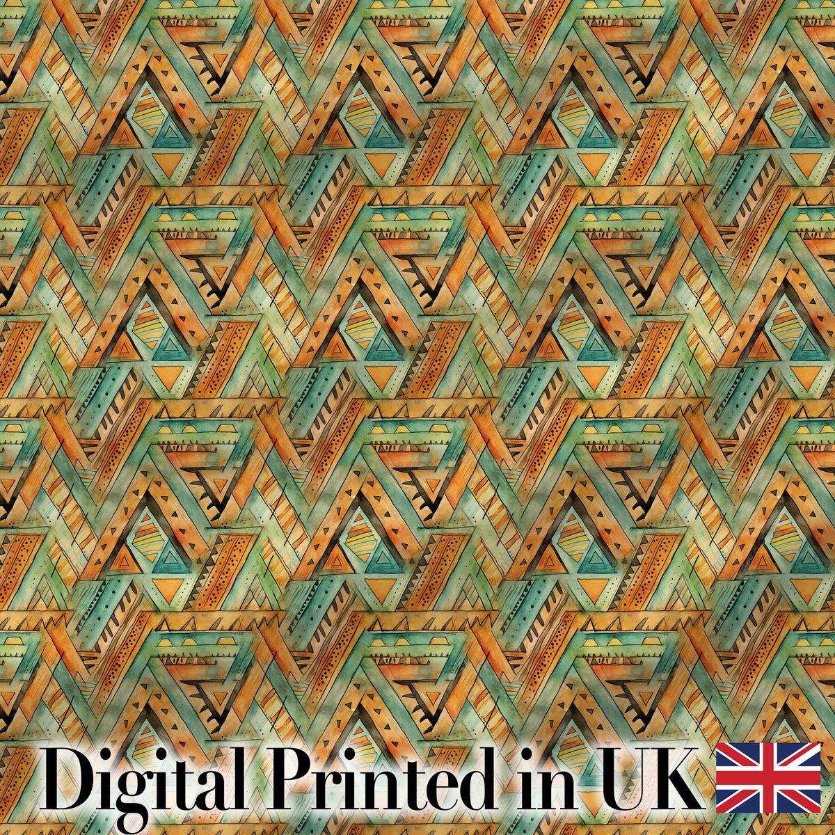 Boho Tribal Geometric Watercolor Shapes Seamless Pattern Digital Print Fabric by the Metre UK Sewing Quilting Textile Design