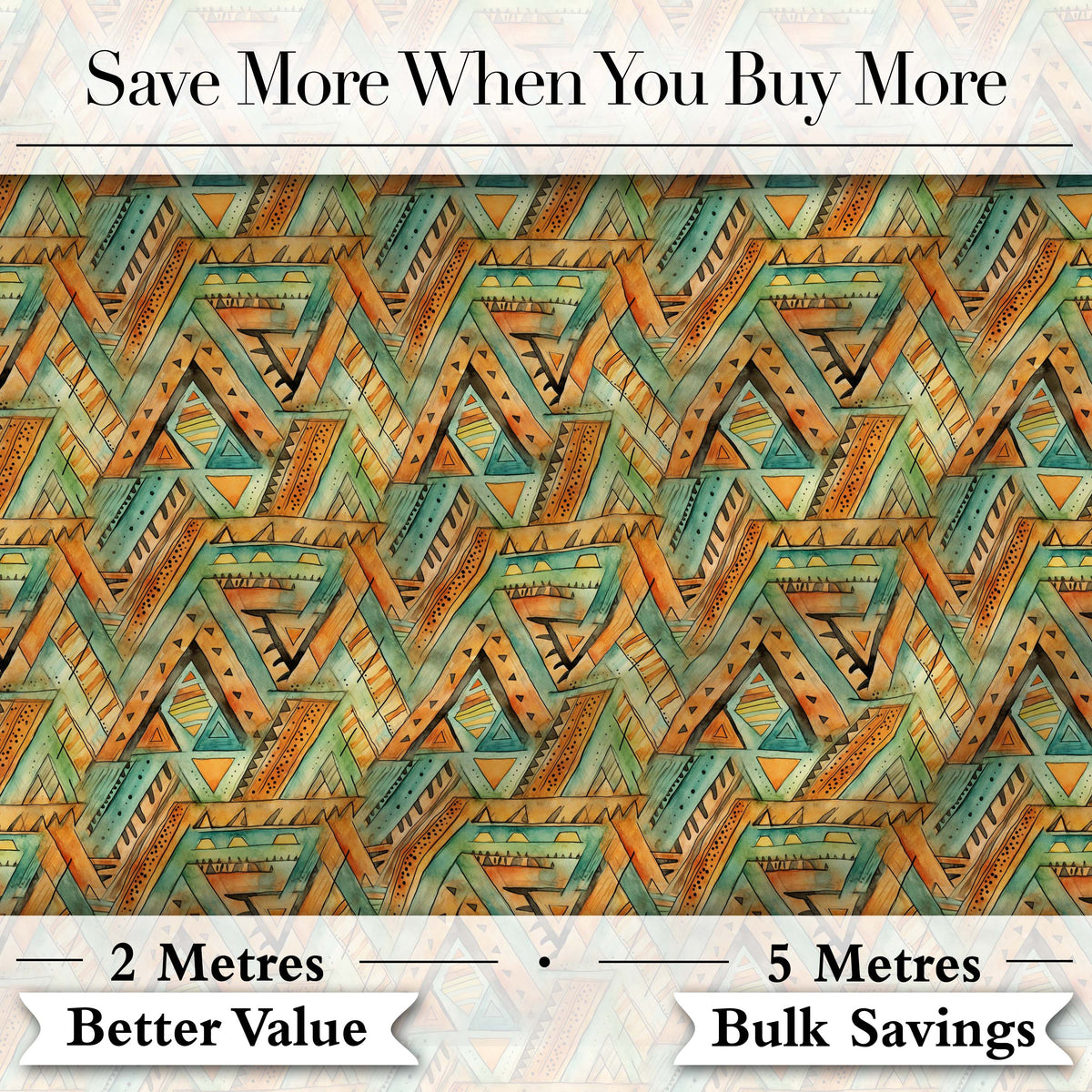 Boho Tribal Geometric Watercolor Shapes Seamless Pattern Digital Print Fabric by the Metre UK Sewing Quilting Textile Design
