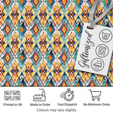 Colorful Diamond Aztec Tribal Watercolor Seamless Pattern Digital Print Fabric by the Metre UK Sewing Quilting Textile Design