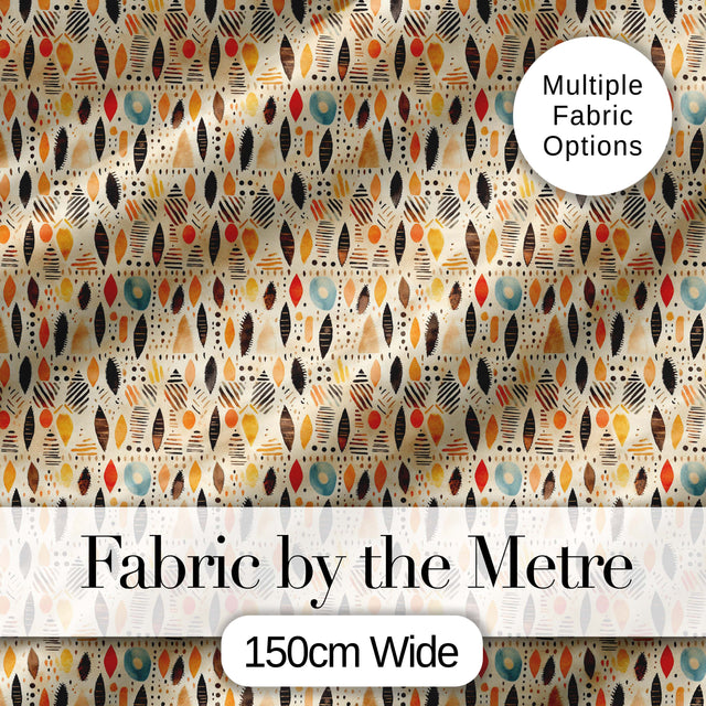 Abstract Organic Shapes Earthy Dots Modern Seamless Pattern Digital Print Fabric by the Metre UK Sewing Quilting Textile Design