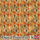Abstract Tribal Triangle Shapes Warm Earthy Seamless Pattern Digital Print Fabric by the Metre UK Sewing Quilting Textile Design
