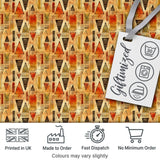 Abstract Tribal Triangle Shapes Warm Earthy Seamless Pattern Digital Print Fabric by the Metre UK Sewing Quilting Textile Design