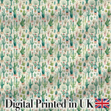 Cute Potted Cactus Succulent Collection Pastel Seamless Pattern Digital Print Fabric by the Metre UK Sewing Quilting Textile Design