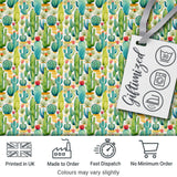 Colorful Desert Cactus Garden Watercolor Botanical Seamless Pattern Digital Print Fabric by the Metre UK Sewing Quilting Textile Design