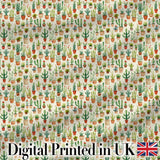 Rustic Desert Potted Cactus Succulent Collection Seamless Pattern Digital Print Fabric by the Metre UK Sewing Quilting Textile Design
