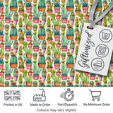 Delicate Watercolor Cactus Succulent Garden Pastel Seamless Pattern Digital Print Fabric by the Metre UK Sewing Quilting Textile Design