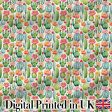Bright Colorful Potted Cactus Succulent Collection Seamless Pattern Digital Print Fabric by the Metre UK Sewing Quilting Textile Design