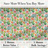 Bright Colorful Potted Cactus Succulent Collection Seamless Pattern Digital Print Fabric by the Metre UK Sewing Quilting Textile Design