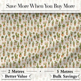 Neutral Tone Potted Cactus Succulent Botanical Seamless Pattern Digital Print Fabric by the Metre UK Sewing Quilting Textile Design