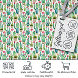 Fresh Green Cactus with Pink Flowers Watercolor Seamless Pattern Digital Print Fabric by the Metre UK Sewing Quilting Textile Design