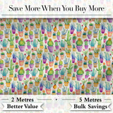 Colorful Pastel Cactus Succulent Garden Bright Seamless Pattern Digital Print Fabric by the Metre UK Sewing Quilting Textile Design